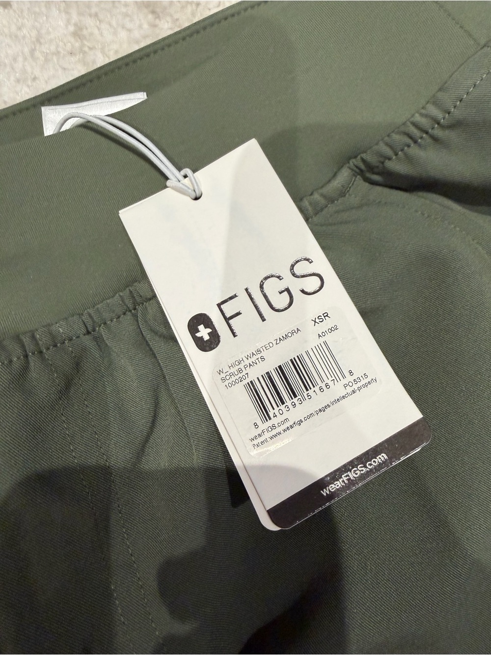 FIGS Zamora High-Rise Scrub Pants in Moss color
